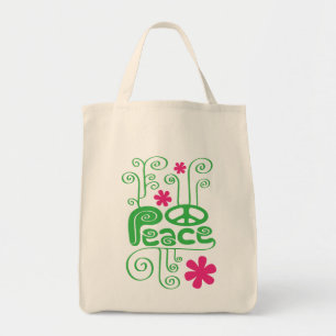 Green Swirls Peace Tote Bag