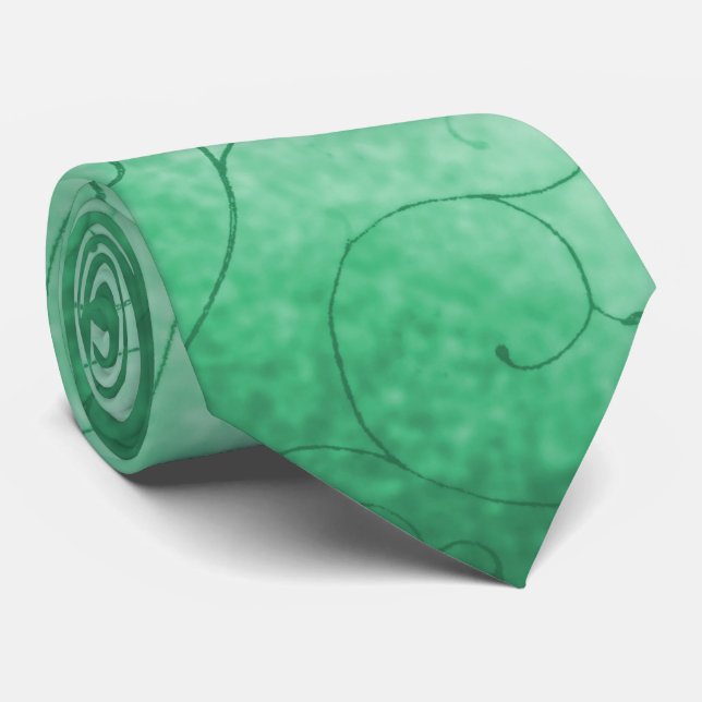 Green Swirls Tie (Rolled)