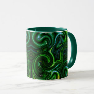 Green Swirly Spotted Abstract Fine Art Mug