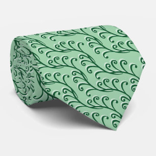 Green Swirly Vines Neck Tie