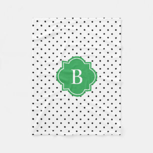 Green Swiss Dots Monogram Fleece Blanket