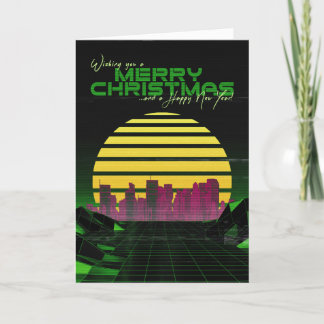 Green Synthwave Christmas Card