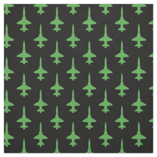 Green T-38 Talon Pattern on Black Fabric