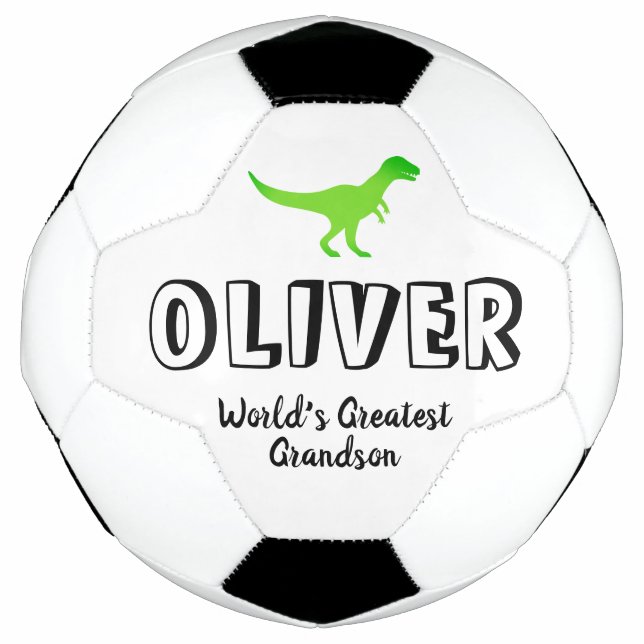 Green T-rex dinosaur custom name kid's sports gift Football (Front)