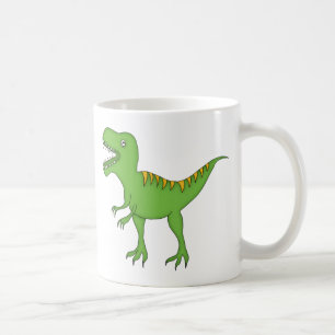 Green T-Rex Dinosaur+Personalise Child's Name Coffee Mug