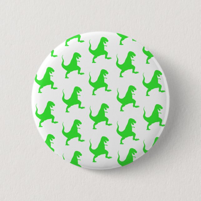 Green t-rex pattern 6 cm round badge (Front)