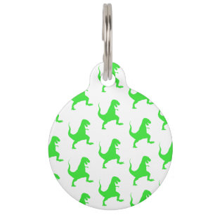 Green t-rex pattern pet tag