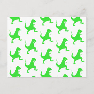 Green t-rex pattern postcard