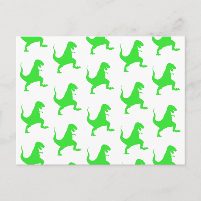Green t-rex pattern postcard (Front)