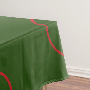 Green Table Cloth with Red Circles