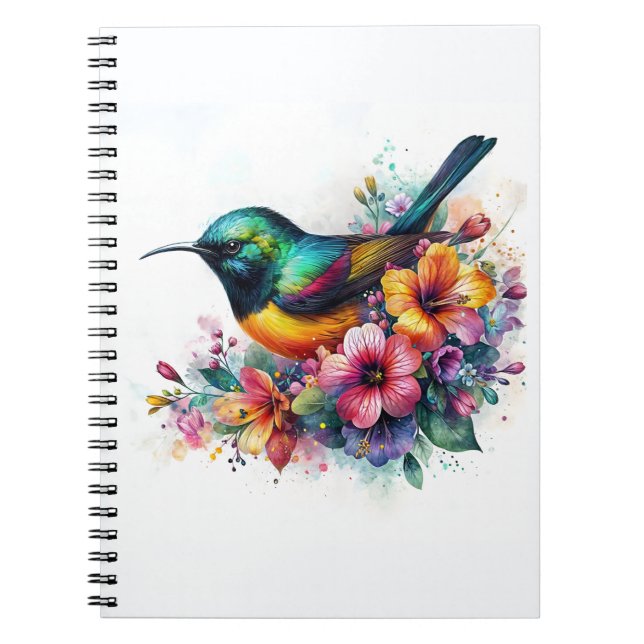 Green-Tailed Sunbird Watercolor Art Notebook (Front)