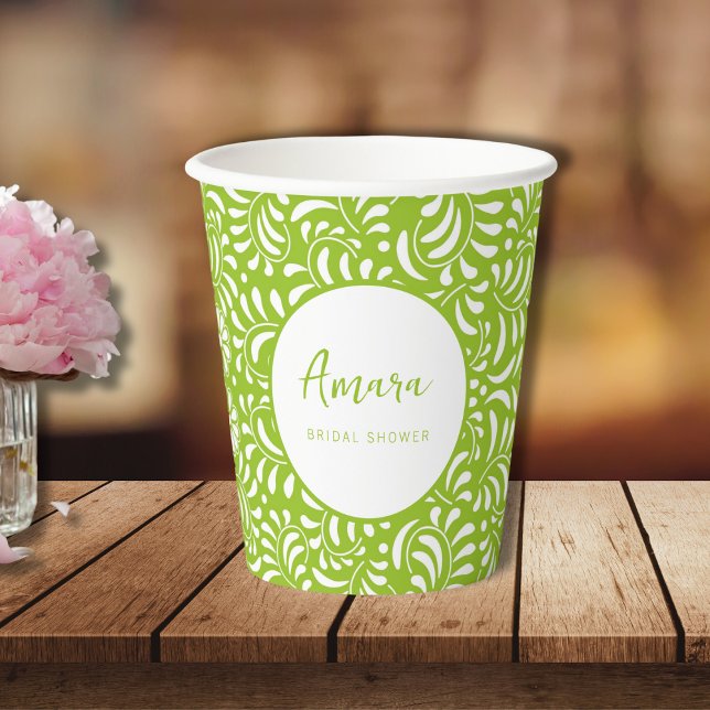 GREEN TALAVERA BRIDAL SHOWER PAPER CUPS (Creator Uploaded)