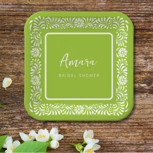 GREEN TALAVERA BRIDAL SHOWER PAPER PLATE