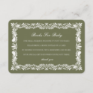 Green Talavera Tile Books Baby Invitation Insert