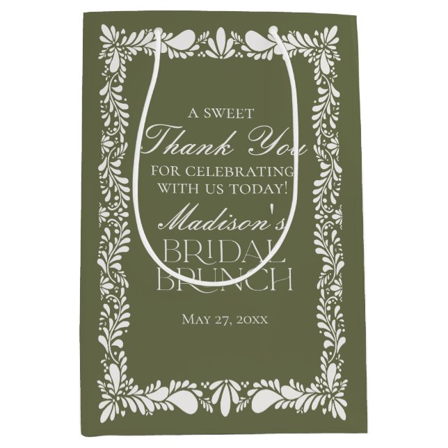 Green Talavera Tile Fiesta Bridal Brunch Favours Medium Gift Bag (Front)