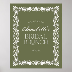 Green Talavera Tile Fiesta Bridal Brunch Welcome Poster