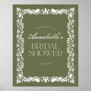 Green Talavera Tile Fiesta Bridal Shower Welcome Poster