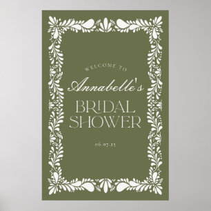 Green Talavera Tile Fiesta Bridal Shower Welcome Poster