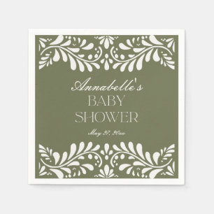 Green Talavera Tile Spanish Fiesta Baby Shower Napkin