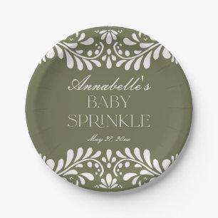 Green Talavera Tile Spanish Fiesta Baby Spinkle Paper Plate
