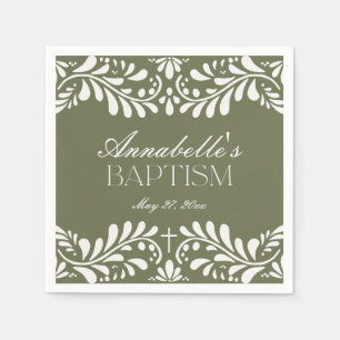 Green Talavera Tile Spanish Fiesta Baptism Napkin