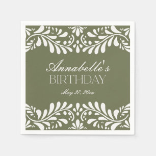 Green Talavera Tile Spanish Fiesta Birthday Napkin