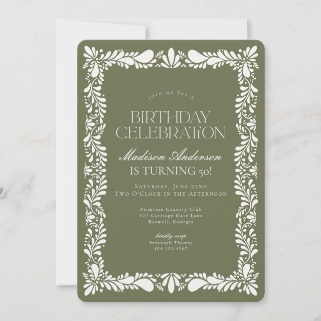 Green Talavera Tile Spanish Fiesta Birthday Party Invitation (Front)