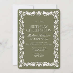 Green Talavera Tile Spanish Fiesta Birthday Party Invitation