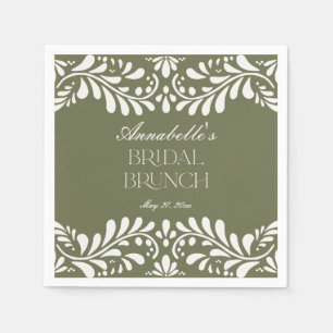 Green Talavera Tile Spanish Fiesta Bridal Brunch Napkin