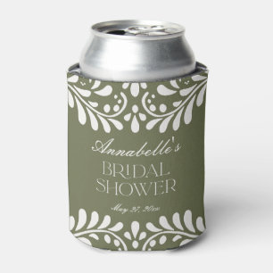 Green Talavera Tile Spanish Fiesta Bridal Shower Can Cooler