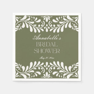 Green Talavera Tile Spanish Fiesta Bridal Shower Napkin