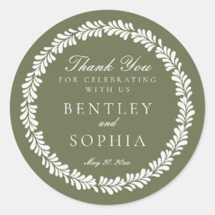 Green Talavera Tile Spanish Fiesta Wedding Favour Classic Round Sticker