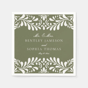 Green Talavera Tile Spanish Style Fiesta Wedding Napkin
