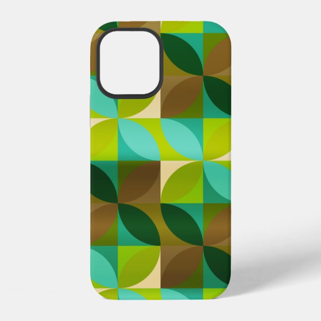 Green Tan and Brown Leaf Modern Pattern iPhone Case (Back)