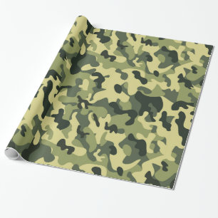 Green Tan Black Camouflage Pattern Background Wrapping Paper