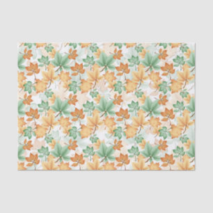 GREEN TAN BROWN AUTUMN FALL LEAVES TISSUE PAPER