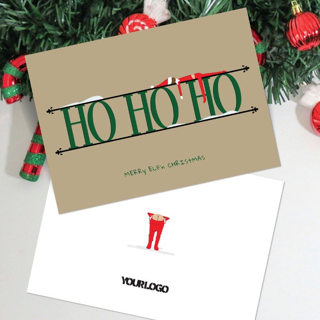 Green & Tan Elf Shenanigans Corporate Christmas Holiday Card (Creator Uploaded)