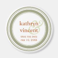 Green tan medallion ampersand circle save the date