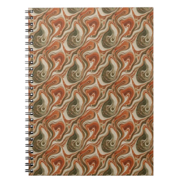 Green Tan Orange Marble Notebook (Front)