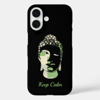 Green & Tan Squares hand drawn buddha silhouette