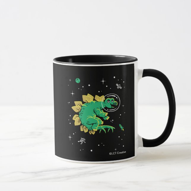 Green Tan Stegosaurus Dinos In Space Mug (Right)