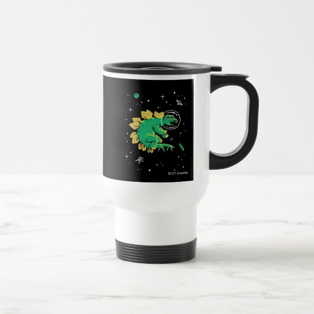 Green Tan Stegosaurus Dinos In Space Travel Mug (Right)