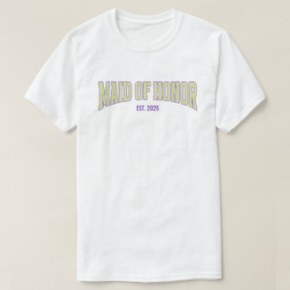 Green + Tan Stripe Purple MAID OF HONOR T-Shirt