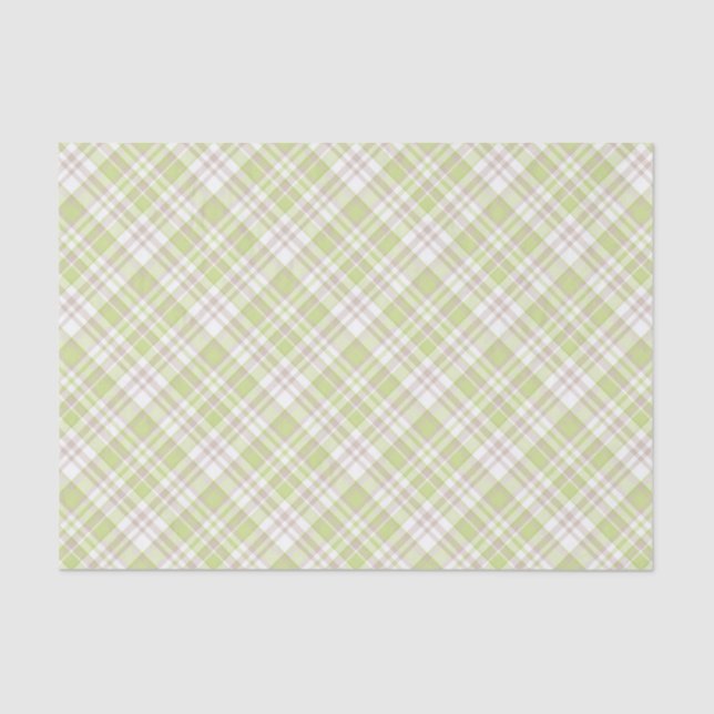 GREEN TAN WHITE PLAID PATTERNS TISSUE PAPER (Front)