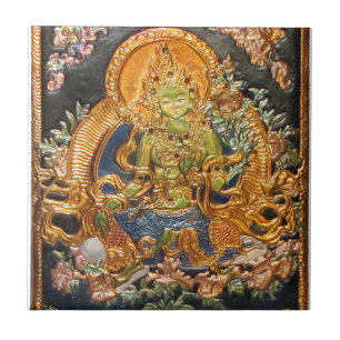 GREEN TARA BUDDHIST DEITY TILE