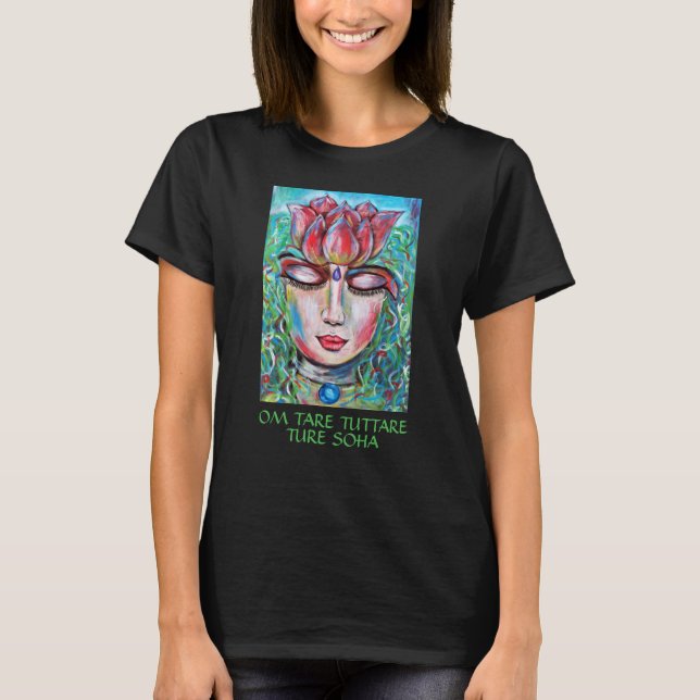 Green Tara Goddess Lotus Healing Buddha  -BHKatti T-Shirt (Front)