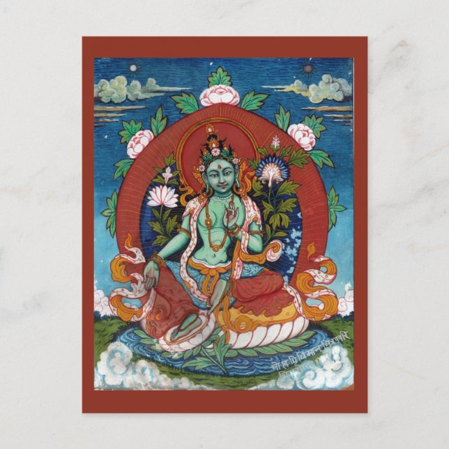 Green Tara Tibetan Goddess of Compassion Postcard (Front)