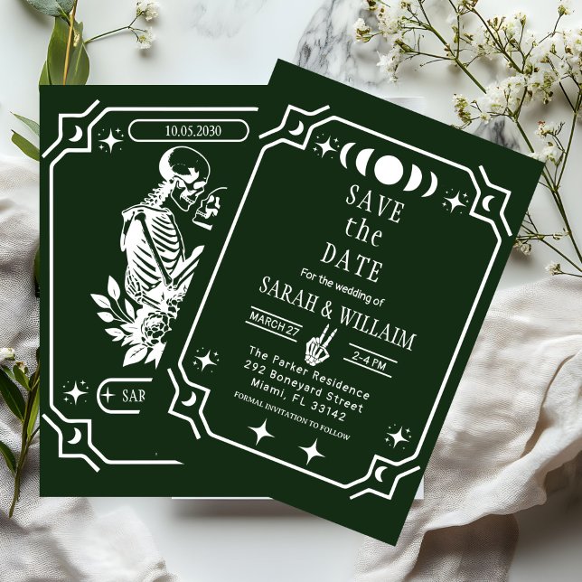 green tarot Goth save the date wedding Invitation (Creator Uploaded)