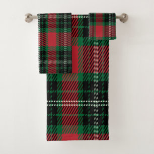 Green Tartan Bath Towel Set