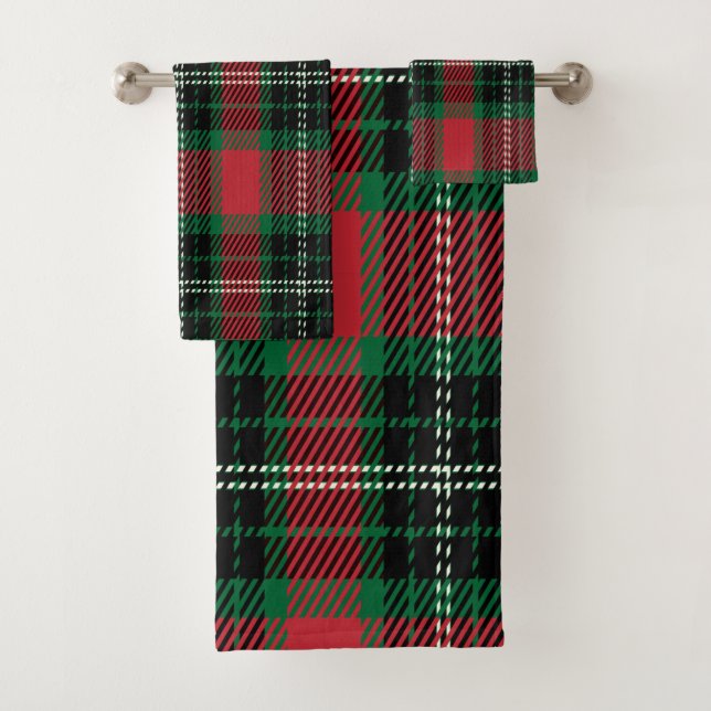 Green Tartan Bath Towel Set (Insitu)